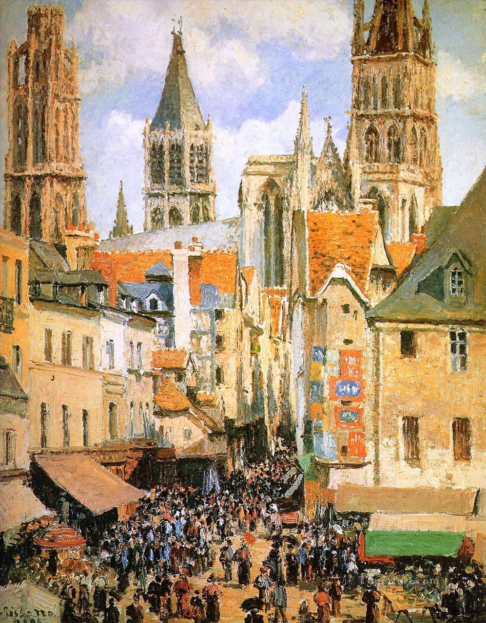 the old market at rouen Camille Pissarro Parisian Oil Paintings